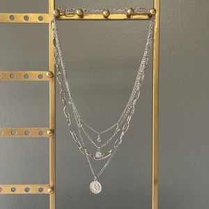 Silver layered necklace